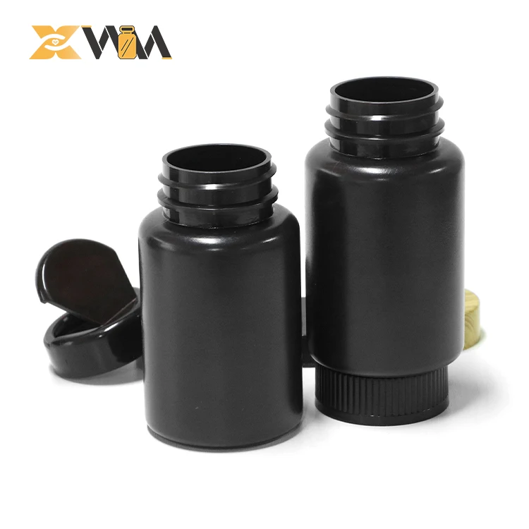 175 ml 6 oz 8 oz 10oz 300 CC Black Frosted Vitamin HDPE Bottle Soft Touch twist cap wide mouth Supplement Bottle for pills