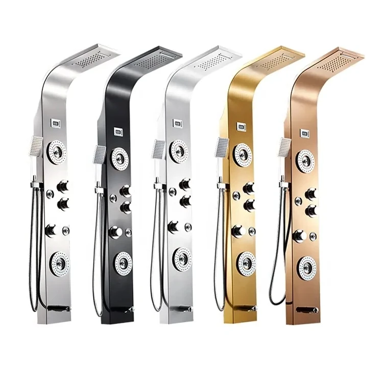 NEW Shower Column Waterfall Bathroom Black Shower Panel  Luxury Shower Panels  With Jets