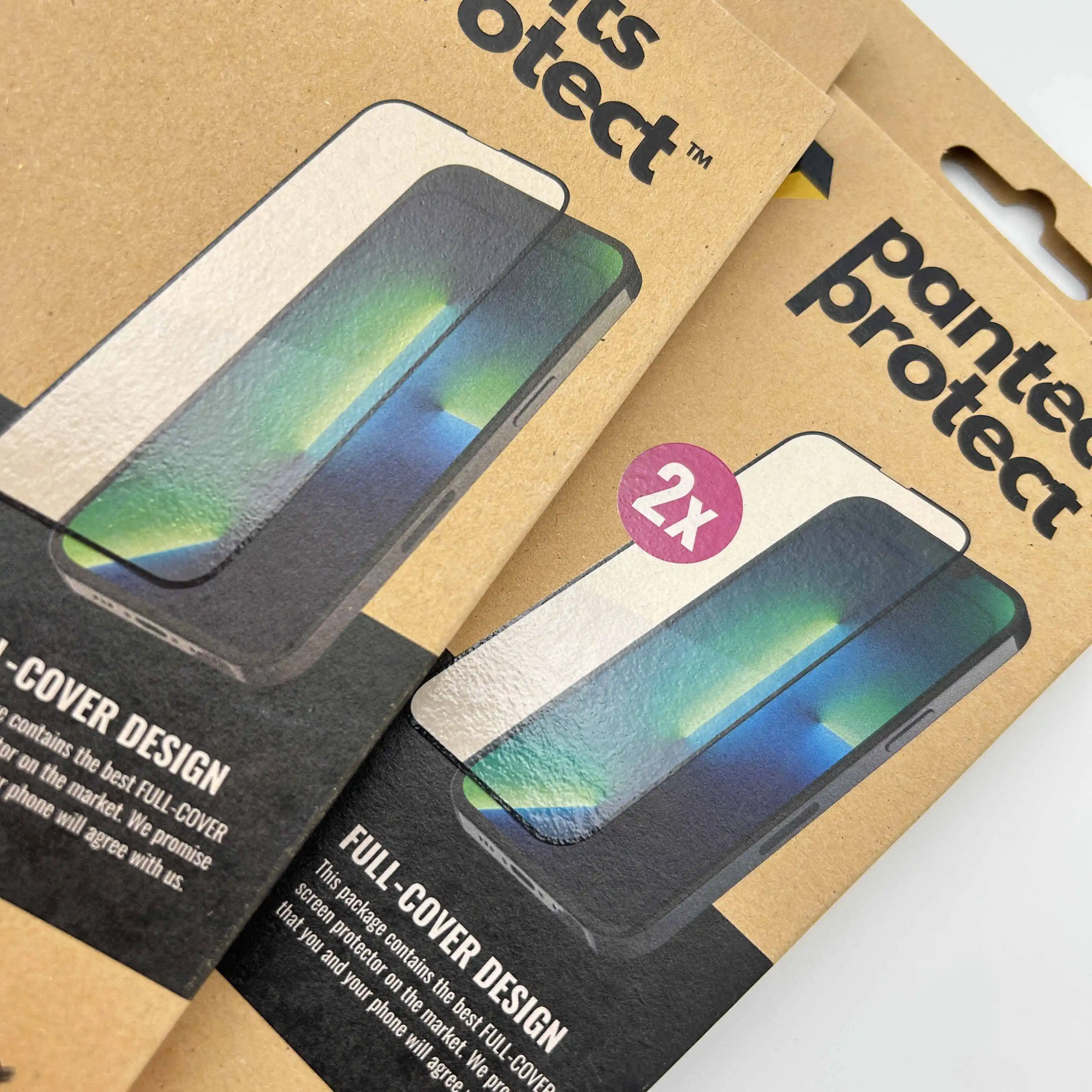 Eco-friendly materials brown kraft paper boxes for 2 pack screen protector packaging with spot UV