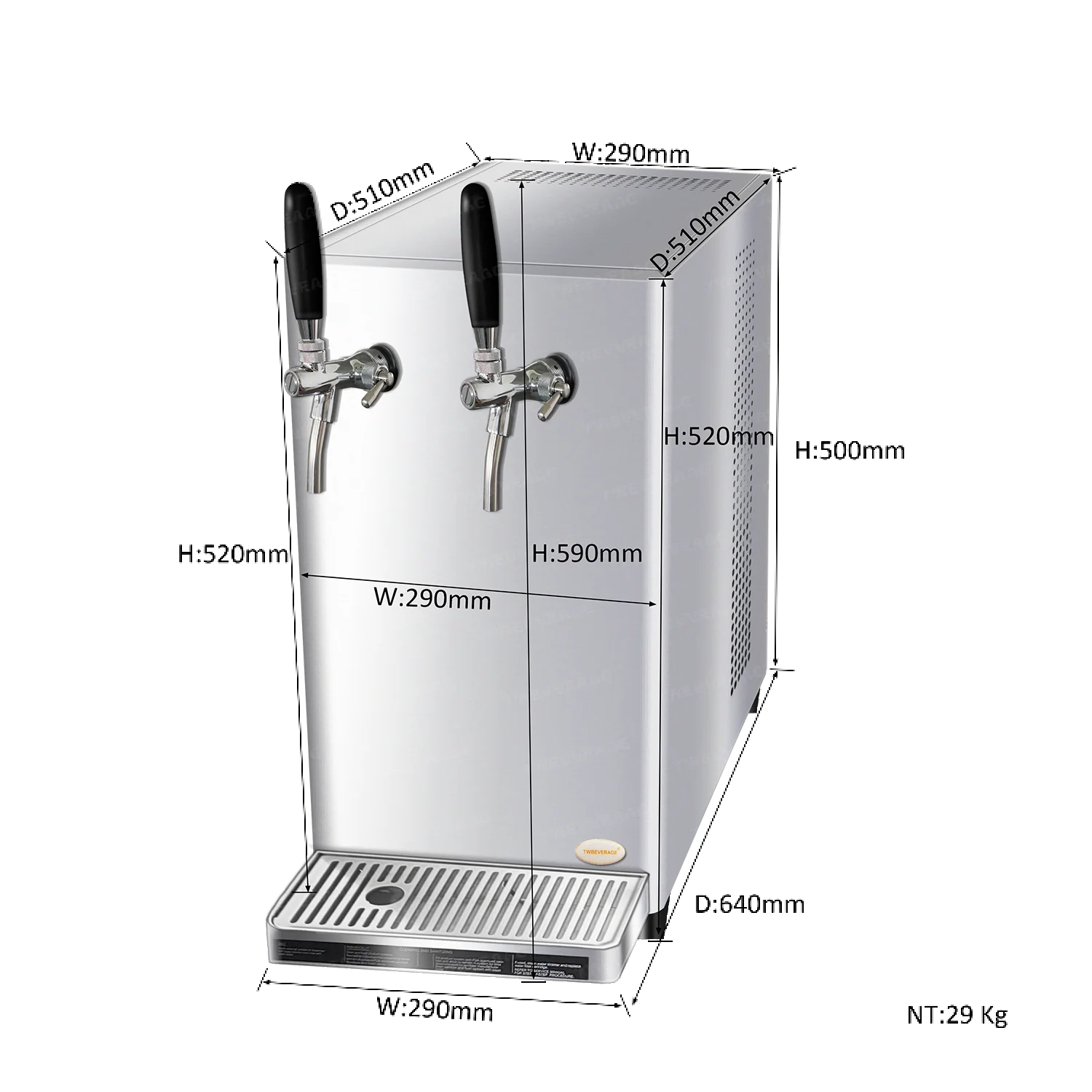 hot selling tabletop desktop two taps or one tap draft beer cooler dispenser machine