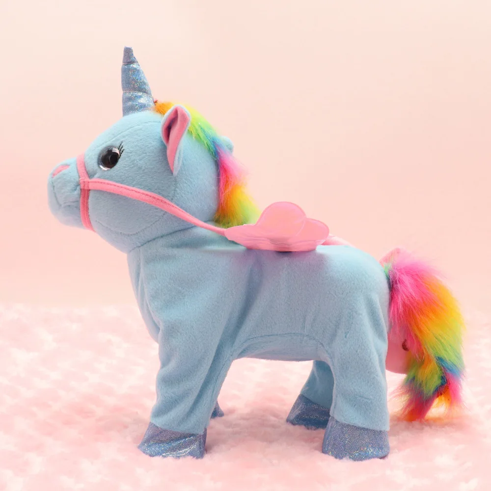 Wholesale Fashion Design Walking Electric Plush Toy Unicorn Can Sing Horse Called Lead Rope Pegasus Doll Tamagotchi Horse Toy