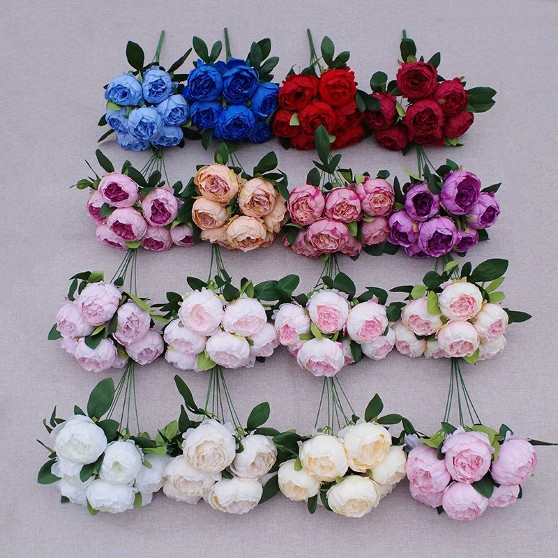 L955 Ready Stock Fast Shipment Peonies Bushes Artificial Silk Peony Flower Bouquet For Wedding Centerpiece Flower Decor
