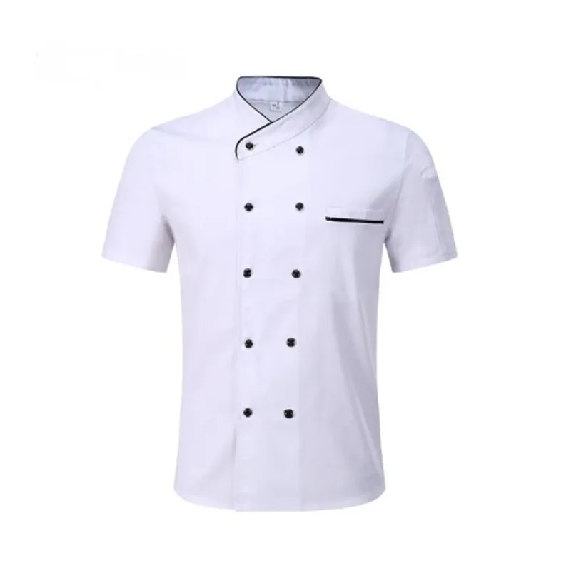 Wholesale Unisex restaurant Uniform Bakery Food Service Short Sleeve Breathable Double Breasted new chef uniform Cooking clothes