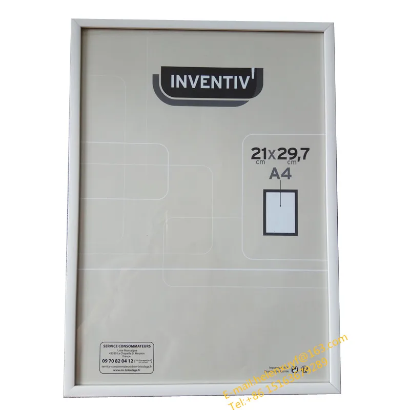 Ivory white 21 x 29.7 cm PVC wall hanging bilderrahmen table top display plastic photo frame