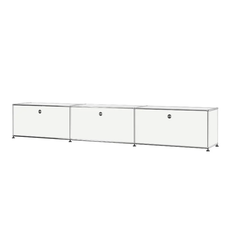 nordic modern  3 doors metal stainless steel DIY TV modular furniture stand for living room bedroom storage cabinet with caster