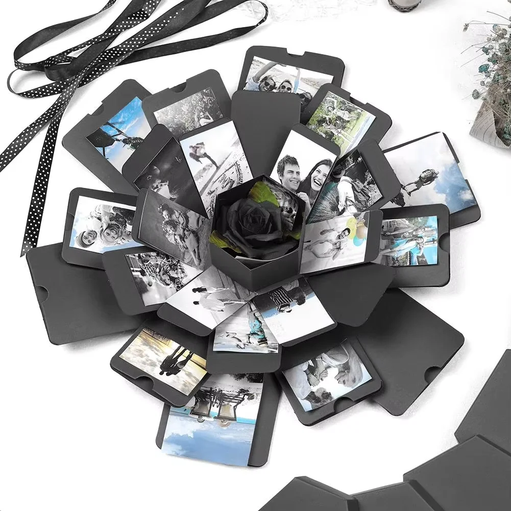 Explosion Surprise Rose Gift Handmade Birthday Anniversary Wedding Boxes DIY Photo Album Hexagon Cardboard Packaging Box