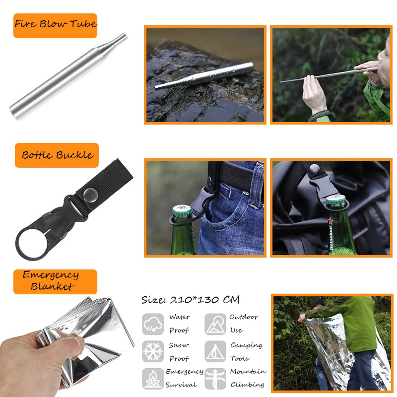 Custom Travel Mini first aid emergency kit bag Survival Tools 10 in 1 SOS Earthquake Aid Equipment Survival Gear aid Kit