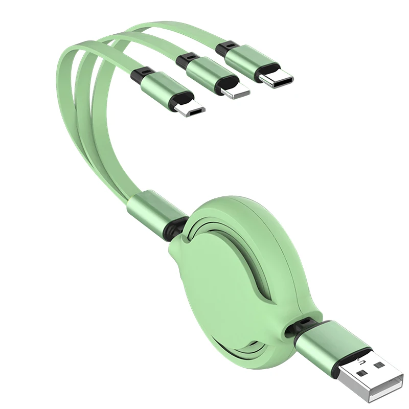 Custom logo retractable cable charging 3 in 1 cable mobile phone charger for iphone type c micro usb
