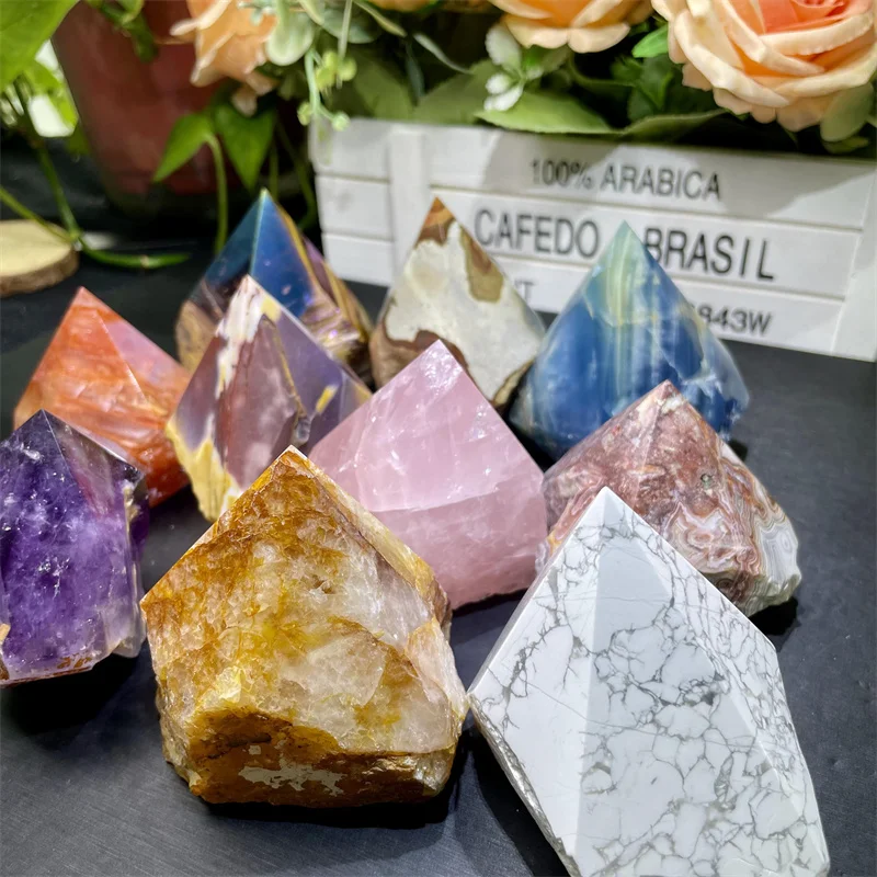 Оптовая продажа натуральный высококачественный ручной работы полированный смешанный кварц необработанный точечный камень для украшения