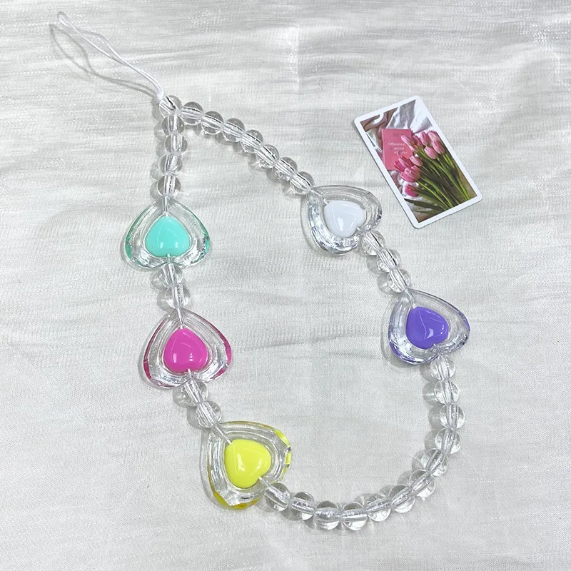 New creative small fresh butterfly color beaded chain mobile phone anti-fall rope accessories mobile phone decorative chain