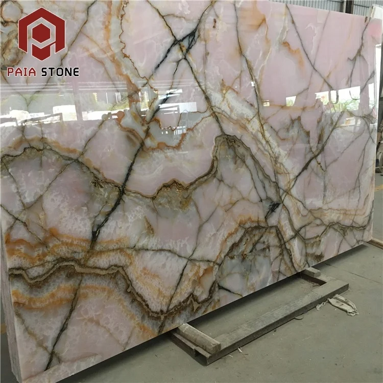 Interior Decoration Factory Direct Sale Pink Onyx Marble Stone Slab Bathroom Tile
