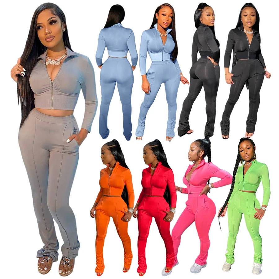 Custom Fall Clothing 2 Piece Set Track Suit Women Tracksuit Private Label Jogging Sweat Suit