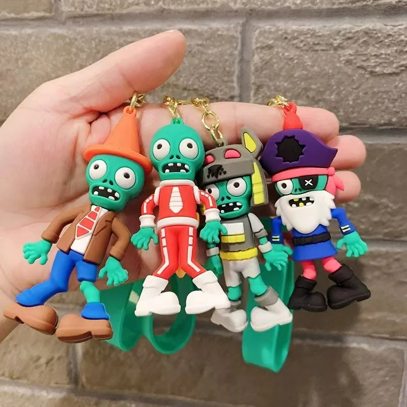 New Designs 3D Anime Silicone Plants vs. Zombie Keychains Car Key Ring Cartoon Doll Pendant Hangers Key Chains Wholesale