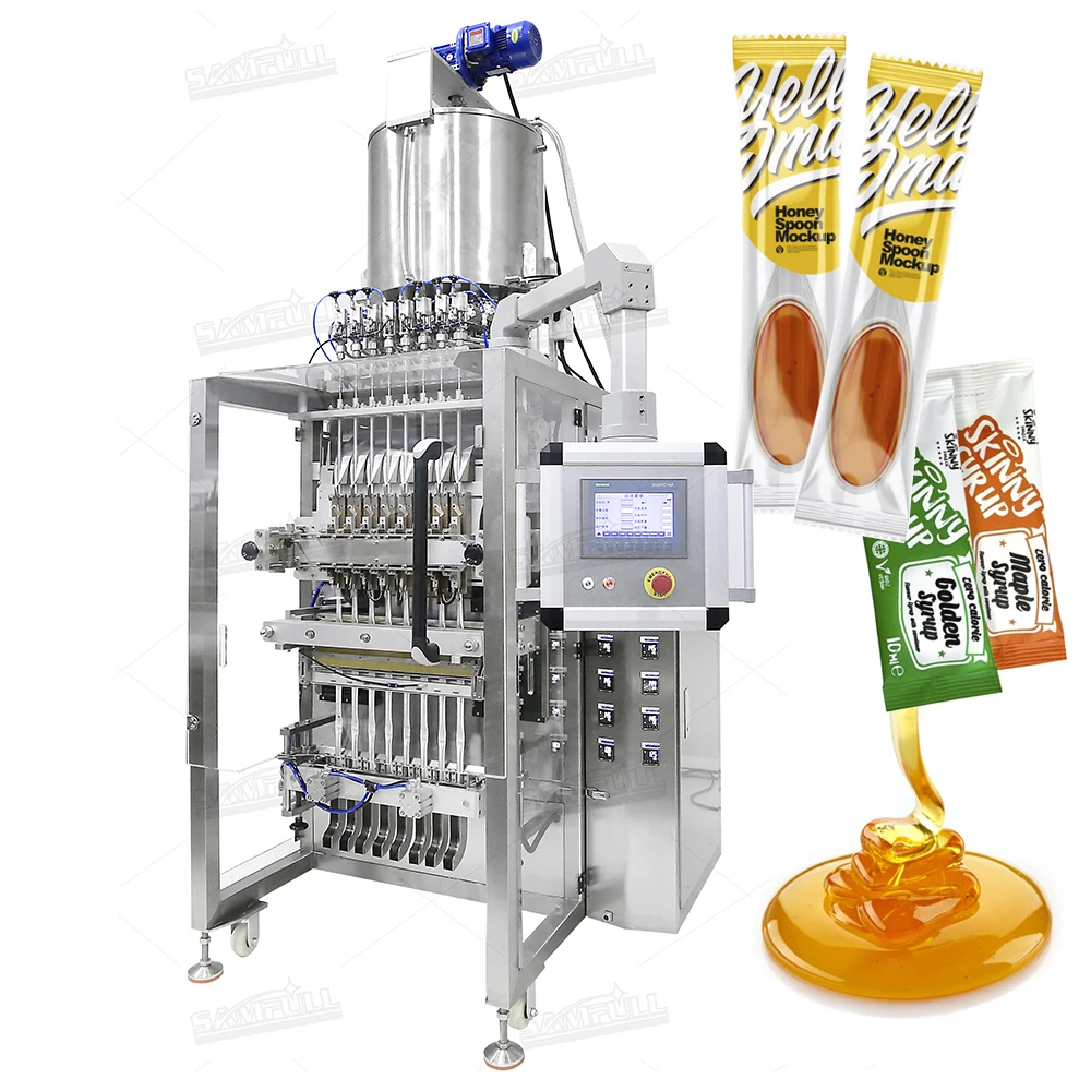 Automatic 5g 10g honey liquid vertical packing machine liquid stick tomato sauce ketchup multilane filling packing machine
