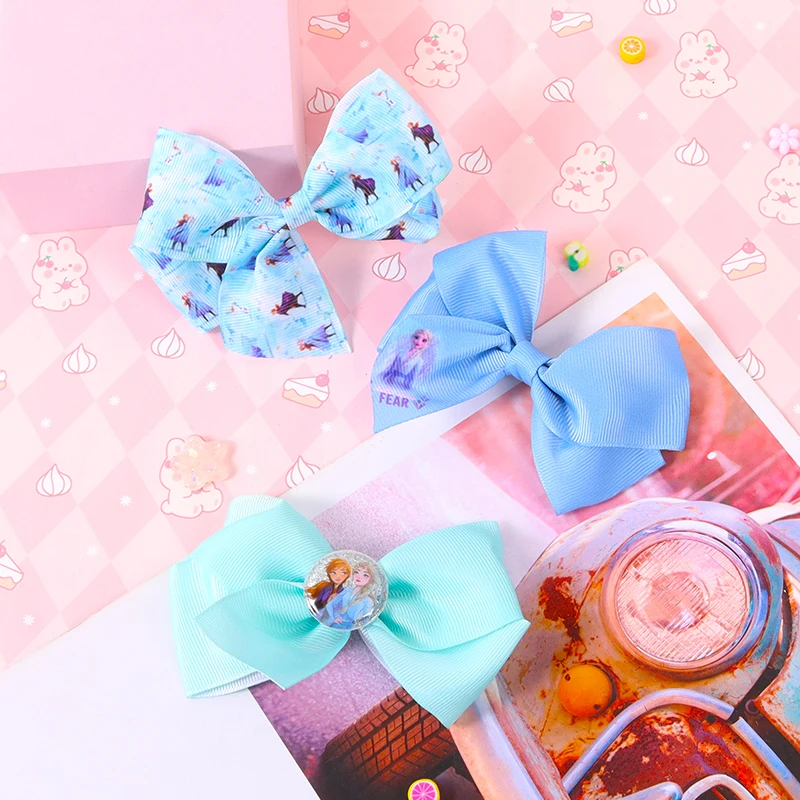Горячая Распродажа Синий тканевый бант набор детский для волос Аллигатор заколка банты девочек