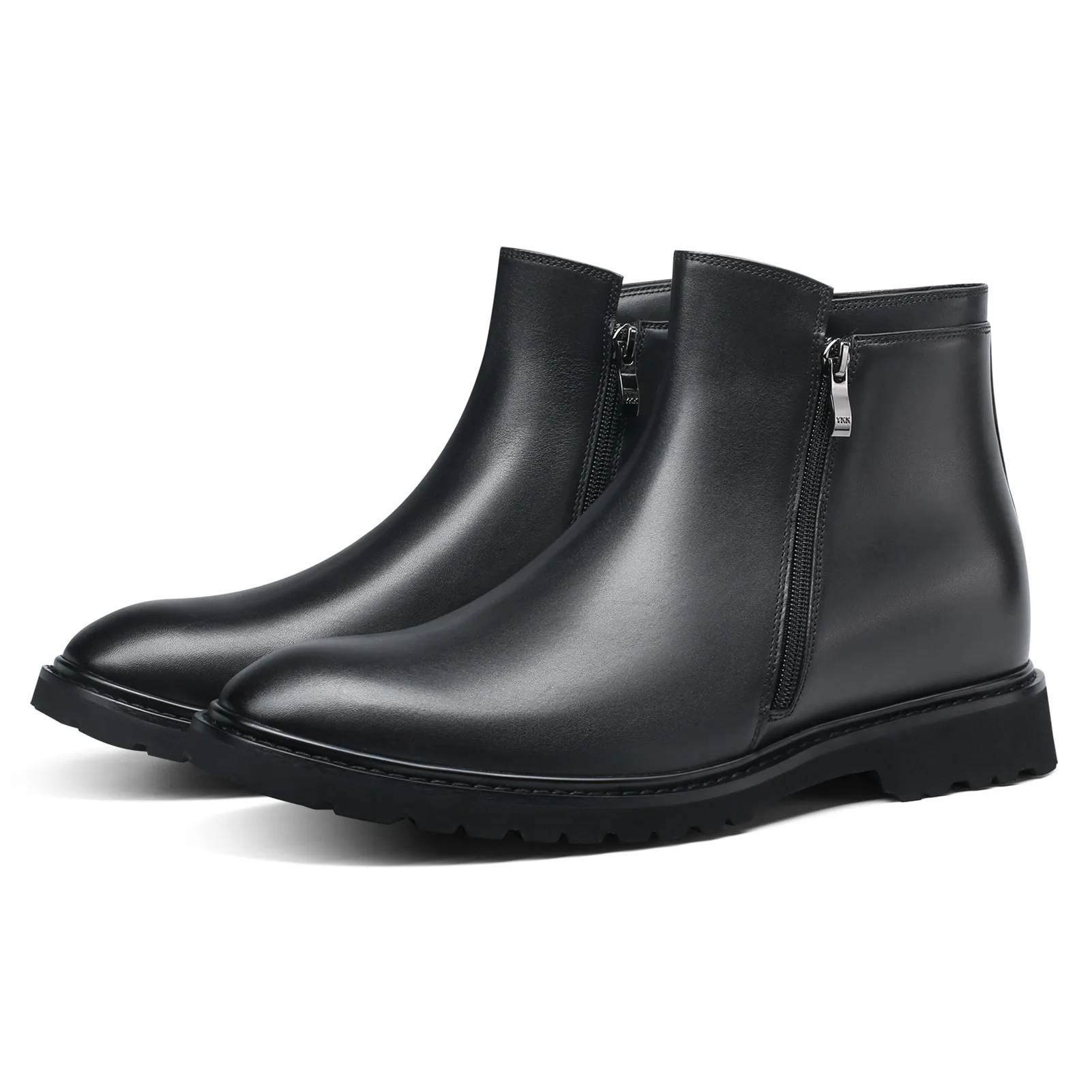 Factory custom Side zip ankle leather boot mens Outdoor Winter Boots Black Chelsea Boots Height Increasing 8cm