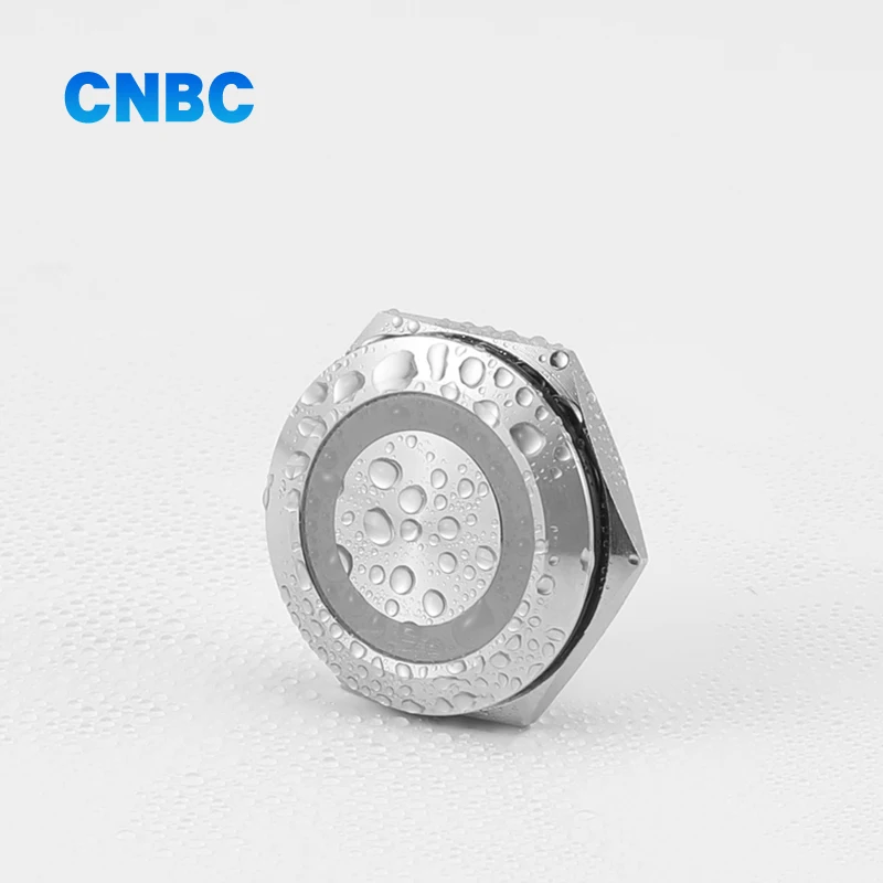 22mm mounting hole size on off 1NO momentary 12v metal push button switch with ring led