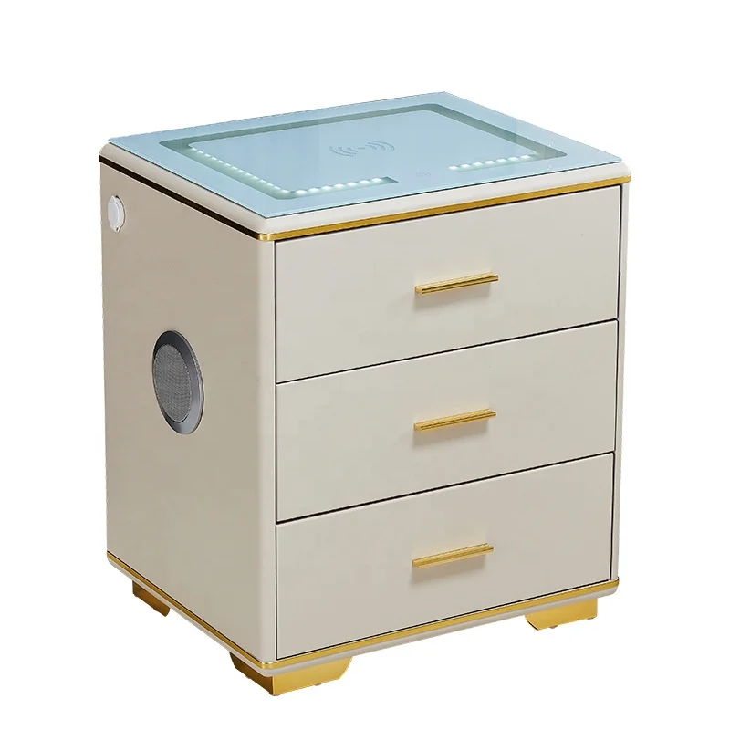Bedroom Furniture Multifunctional smart bedside table USB wireless charging Bluetooth audio fingerprint lock