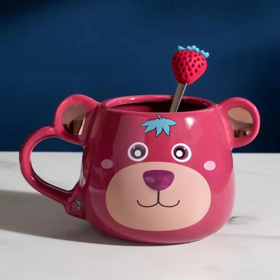 Strawberry Bear Ceramic Cup Cartoon mug Children Cute Girls Cute Ceramic Cup Gift Cup Wholesale