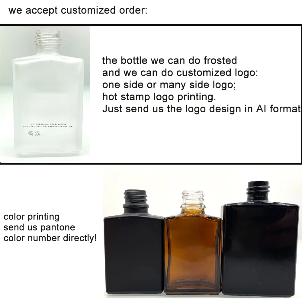 high end glass perfume oil bottles 30ml 50ml 100ml frsoted rectangle glass essential oil spray bottles