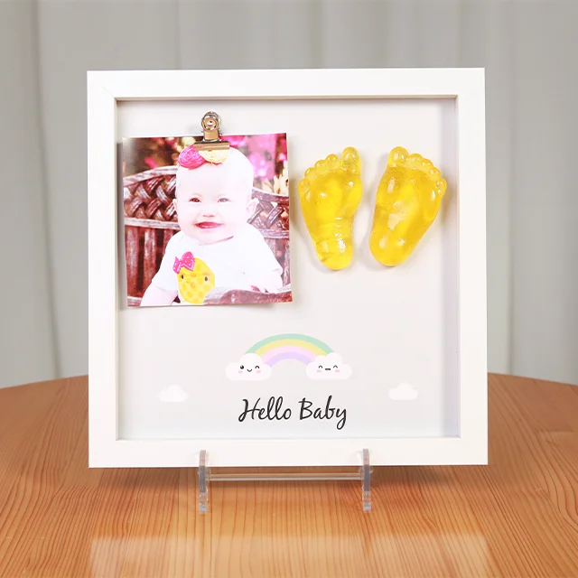 Customized Baby Footprint Picture Frame Baby Crystal 3D Print Frame Casting Kit Baby Gift Set