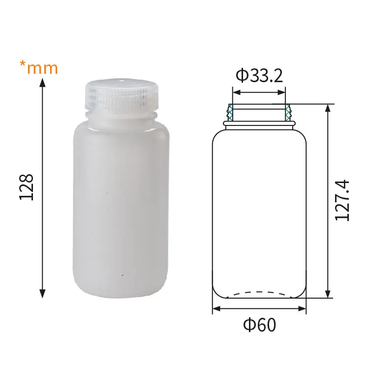 Лабораторные бутылки с широким горлышком 250 мл 8 4 унции HDPE/PP закрытием