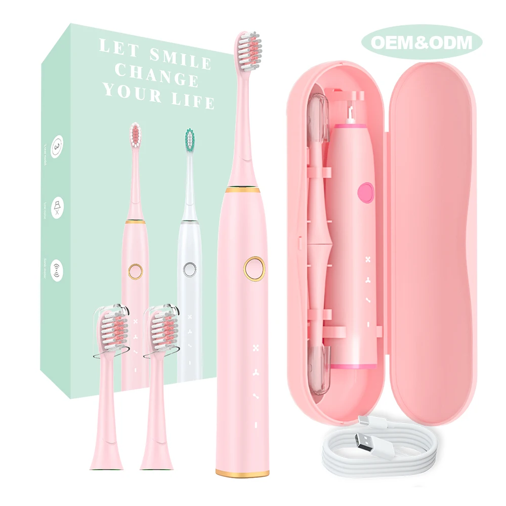 Custom Premium Travel Use Electric Toothbrush Rechargeable 3 Cleaning Modes Ultrasonic Electric Toothbrush With Travel Case
