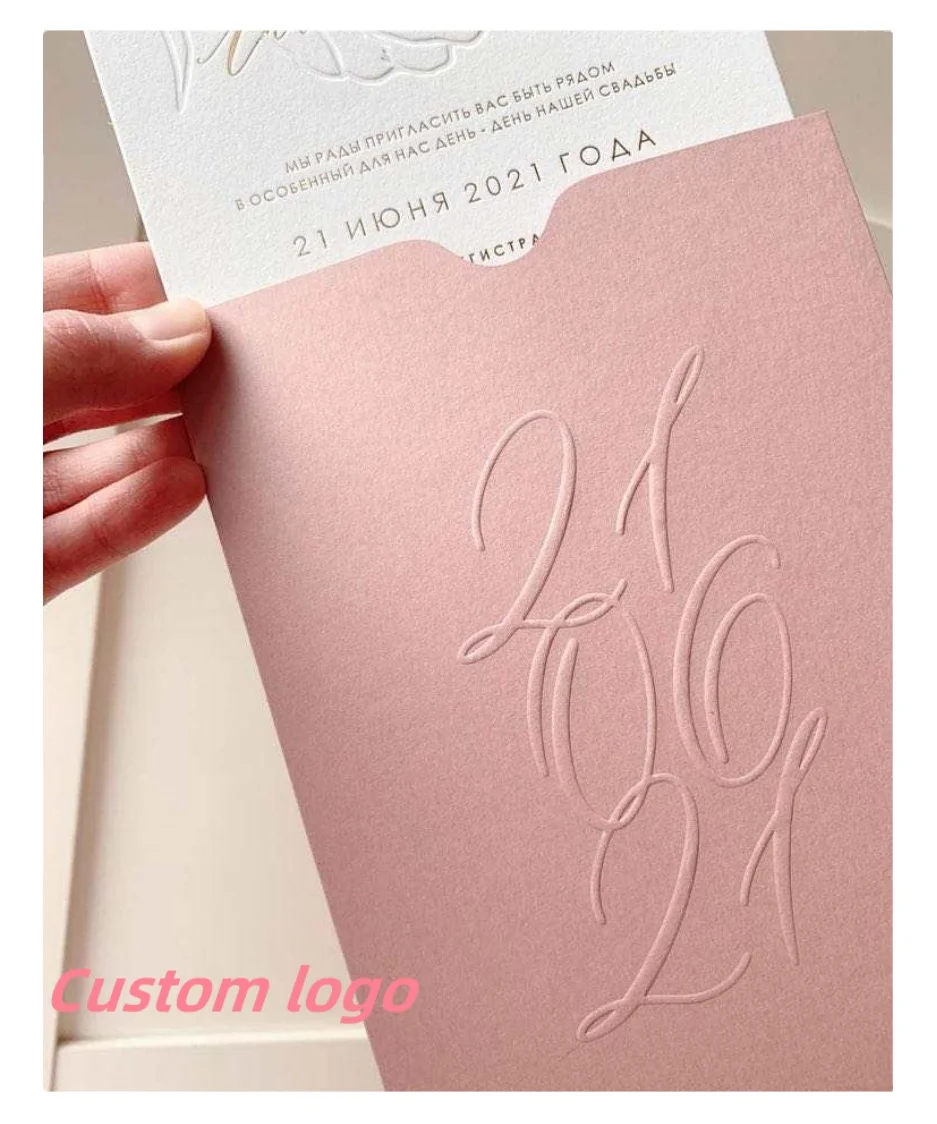 Creative Design Half Round Paper Invitations White Envelope Black Foil Small Card Love Wedding Invitation Set