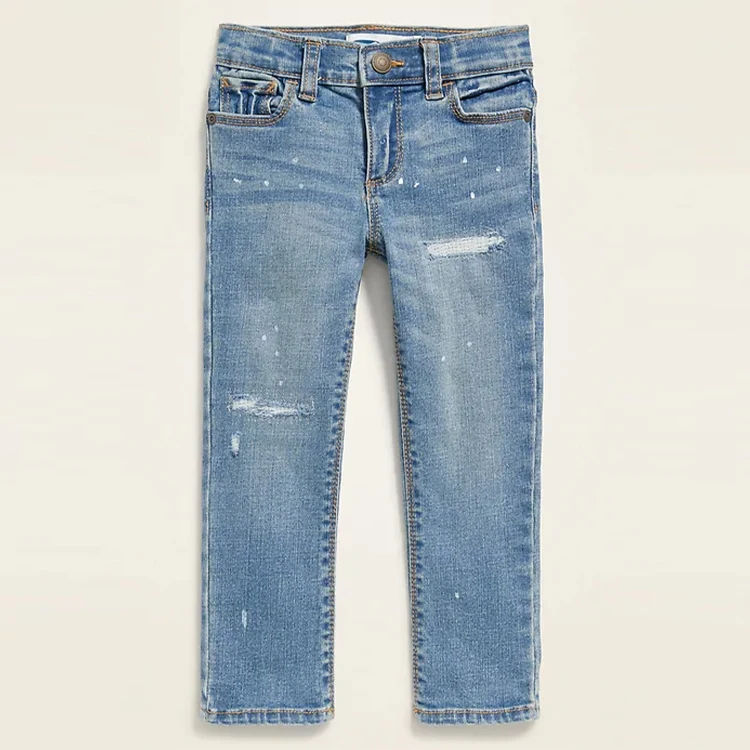 High quality toddler boy jeans paint splatters kids distressed jeans skinny stretch kids jeans