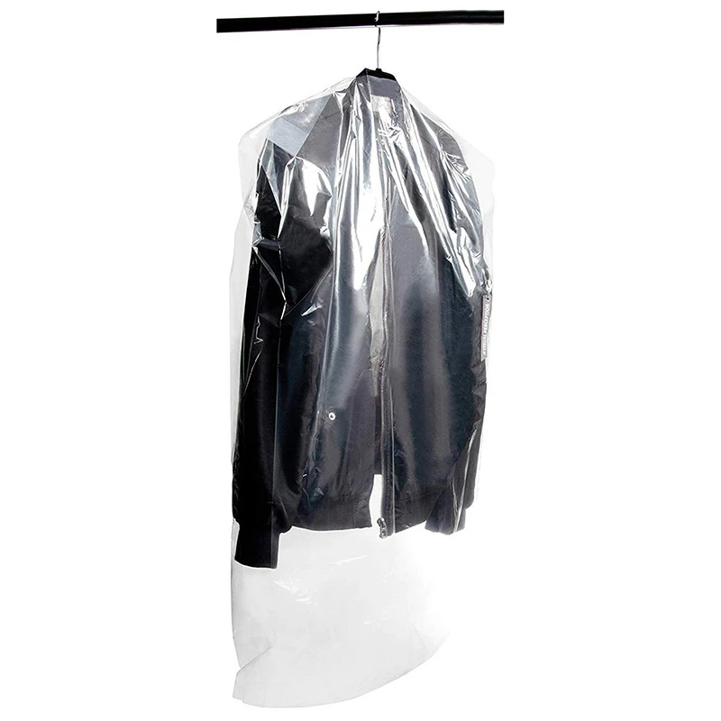 Disposable Custom logo Mens/women Dress Suit Garment Transparent Plastic Bags Garment with logo for Hanging Clothes