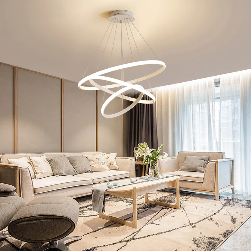 Five rings droplight 20+40+60+80+100CM round aluminium LED modern pendant lighting