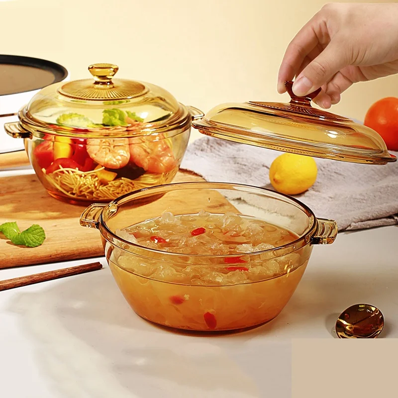 New Design Wholesale Household Natural Glass Color Borosilicate Colored Glassware Casserole 1.5L For Kitchen