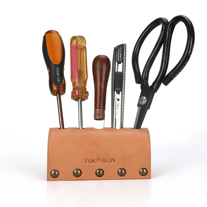 Home Office Leather wooden Multi-Function Desk Pen Pencil Stationery Organizer Storage Holder