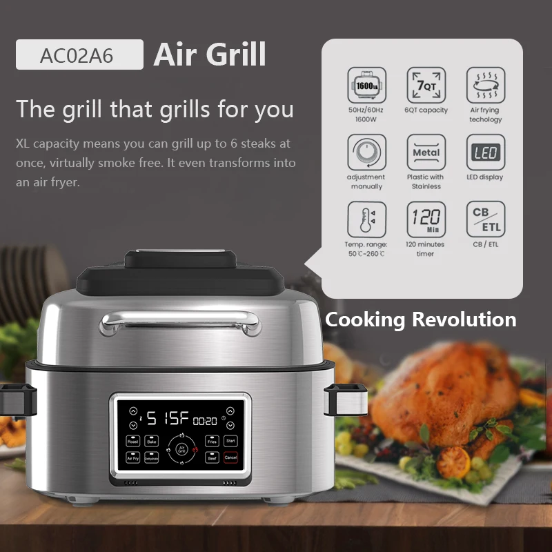 7 In 1 Oem Supplier Big Air Fryer Oven Indoor Electric Countertop foodi grill foodi grill Air Fryer Grill