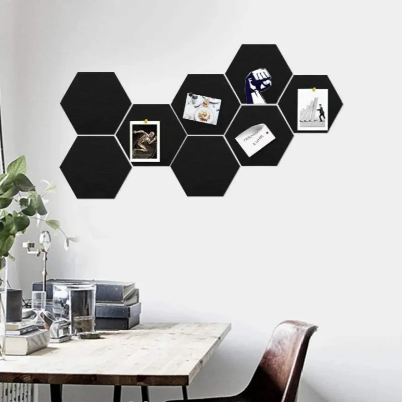 wholesale nordic custom self adhesive wall tiles photo memo boards hexagonal felt bulletin notice pin boards with push pins