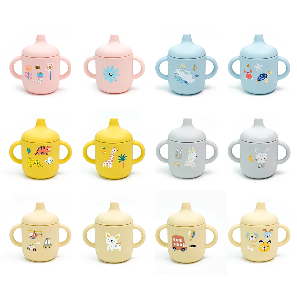 Toddler Cups Baby Cup Spill Proof and Non-Slip Handles Easy-to-Suck Soft Silicone Sippy Toddler Cup