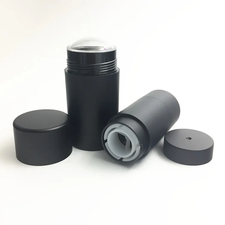 6g/15g/30g/50g/75g rubber finish matte black round twist up cosmetic empty  deodorant stick container