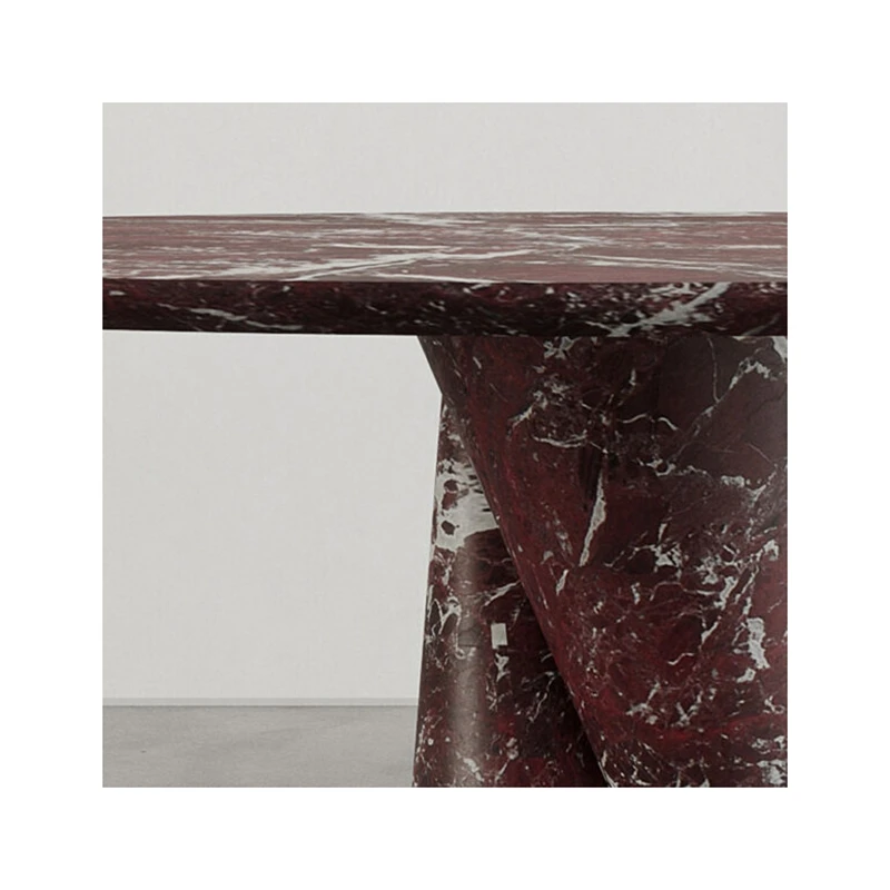 Hot Sale Marble Luxury Stone Indoor Kitchen Table Oval Shape Top rosso levanto Marble Dining Table