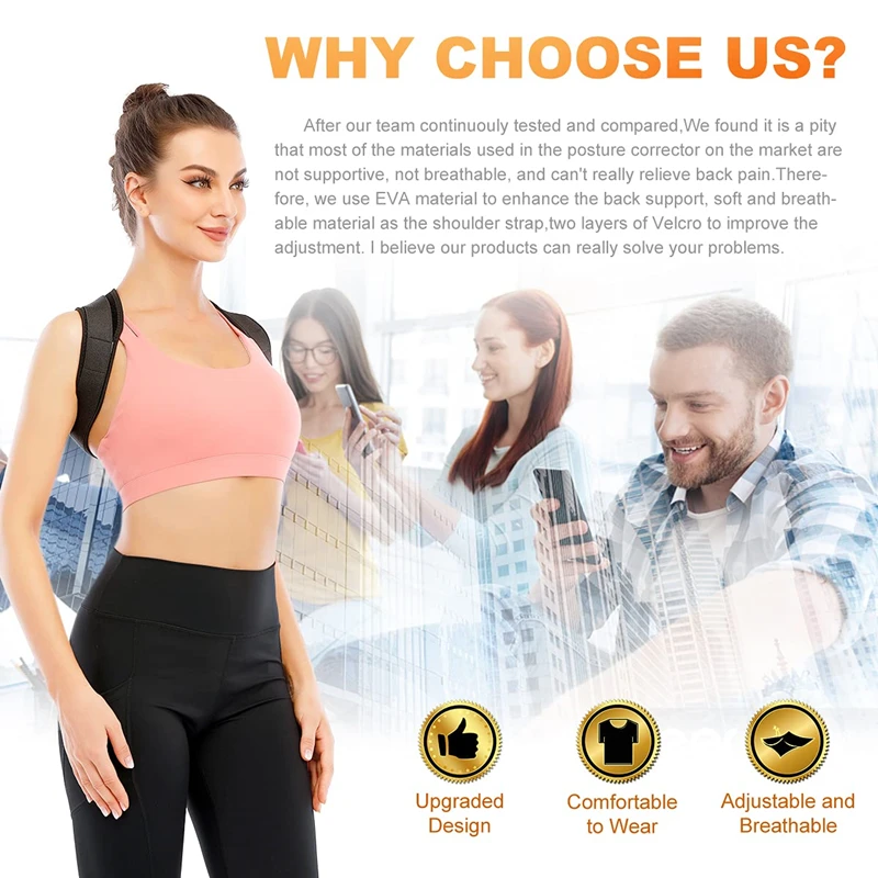 Posture Corrector For Men And Women Adjustable Upper Back Brace For Clavicle To Support Neck, Back and Shoulder