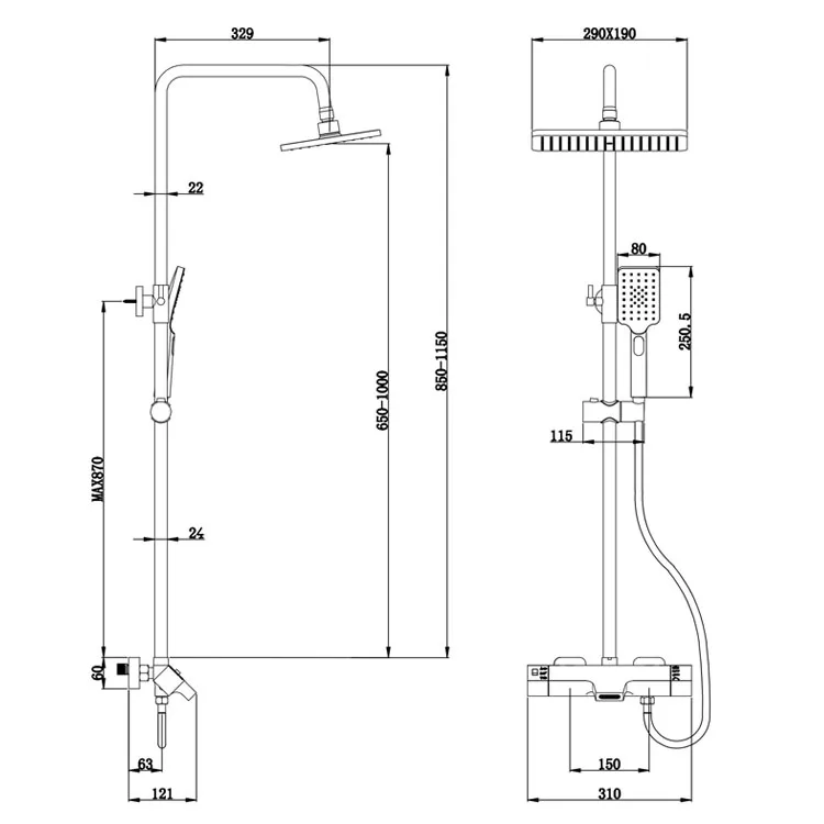 Thermostatic Bathroom Shower Faucet Set Brass tub spout Bathtub Shower Crane Thermostatic Taps thermostatic Black shower set