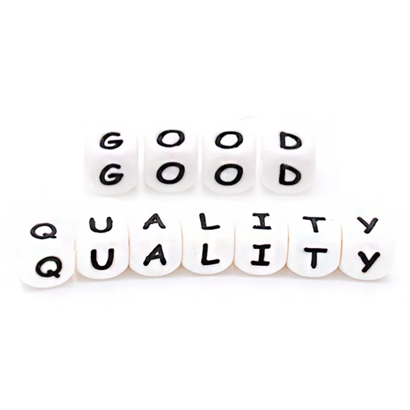 
100% food-grade silicone teething beads cube alphabet silicon letter beads for baby chew silicone beads teething 