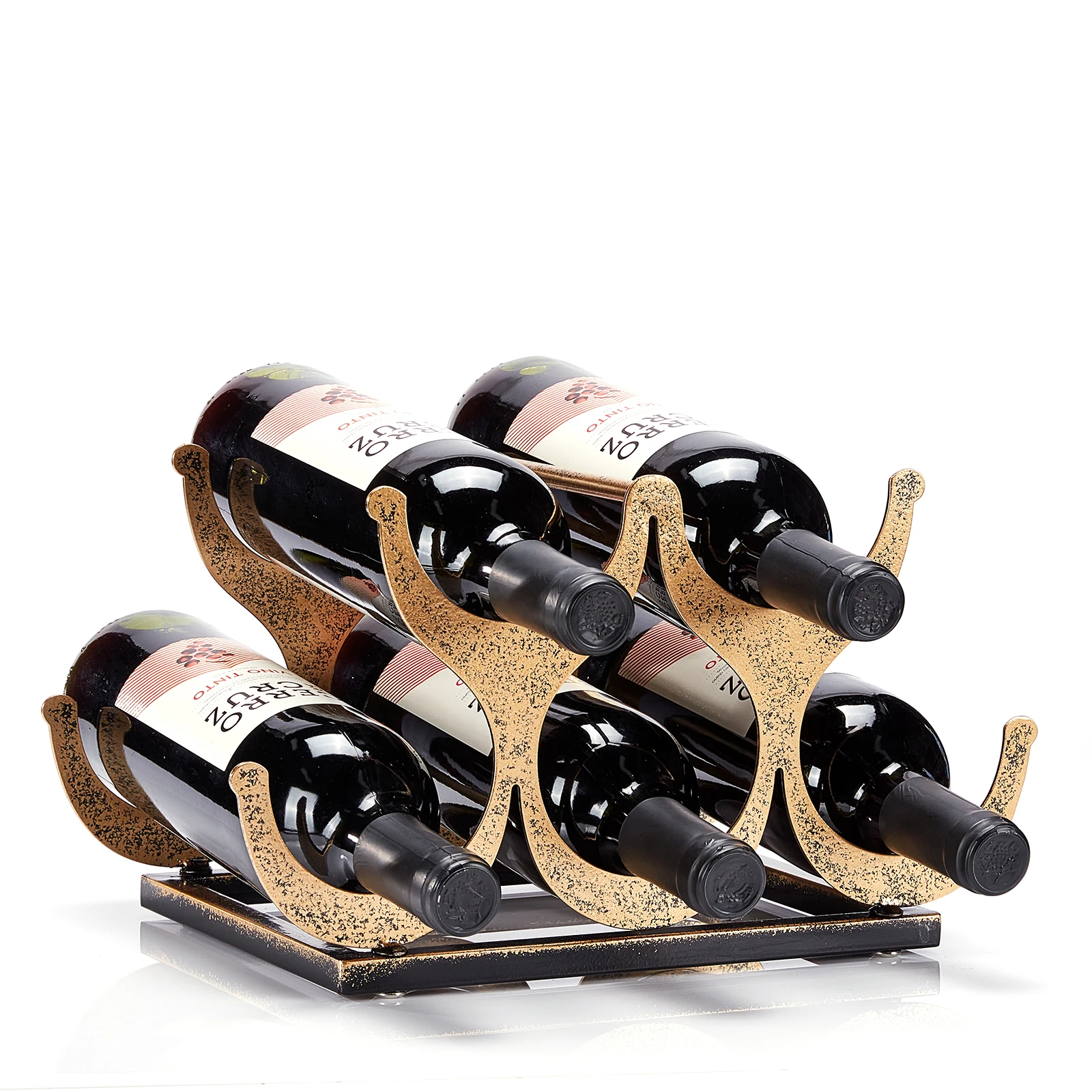 Modern free standing 5 bottles Silver Golden Iron kitchen bar home decorative Metal Wine Rack Wine Bottle Holder
