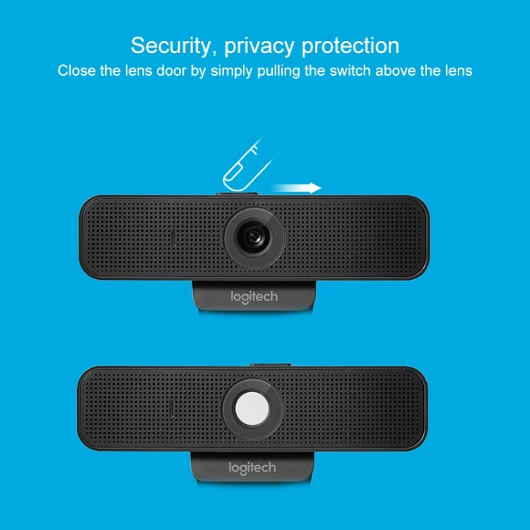  2 Omnidirectional Microphones Logitech C925E 1080p HD Webcam with Integrated Security