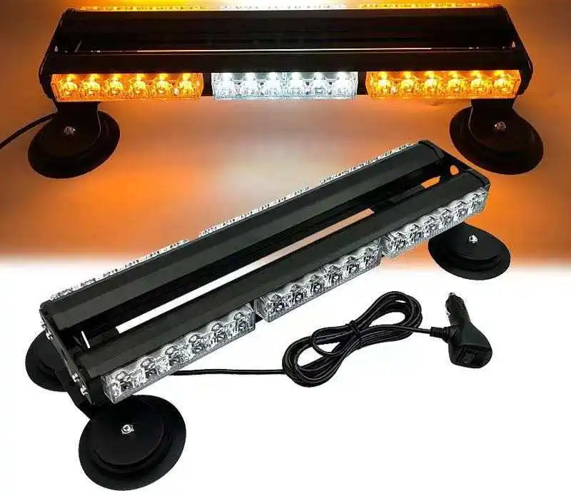 Two side COB CE 24 volt Red Blue Amber car roof magnetic mount low profile led strobe light bar