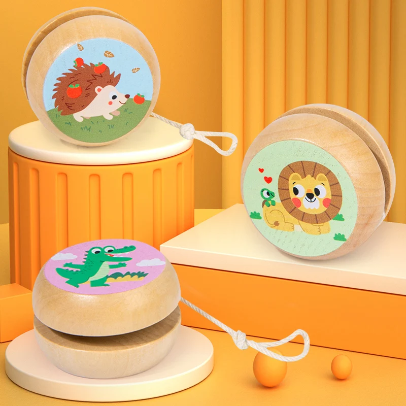New Popular Animal Themed Yo-Yo Ball Yo-Yo Spinner Ball  Fashion Kids Wooden Bouncy yoyo Classic Toys