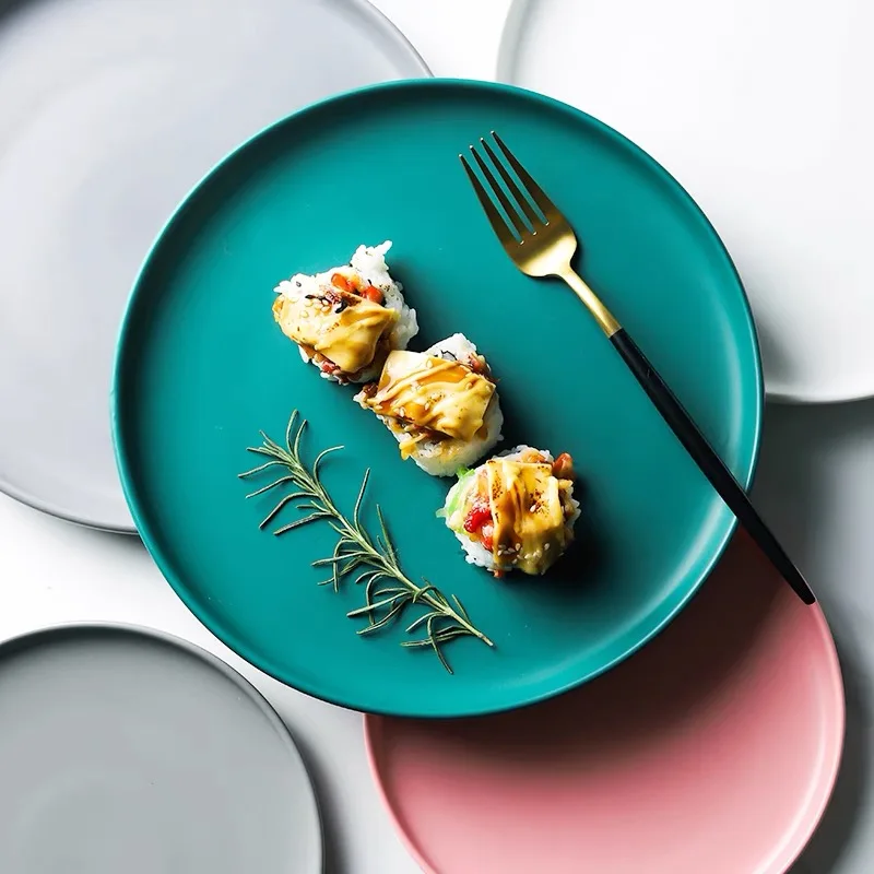 wholesale microwave oven safety custom logo matte glaze nordic porcelain party restaurant wedding plates for food