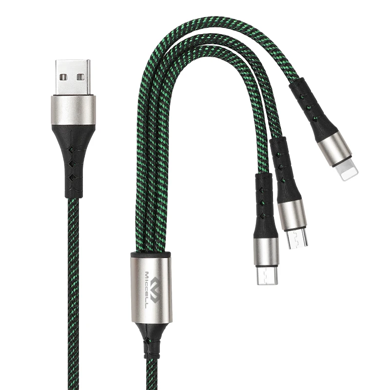  Мульти-зарядный кабель в нейлоновой оплетке 2.4A телефонный usb