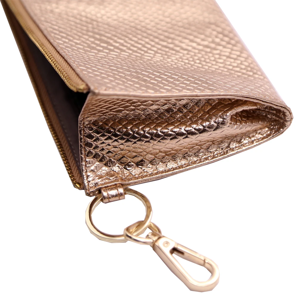 ladies key chain travel business card organizer pouch long leather modern wallet