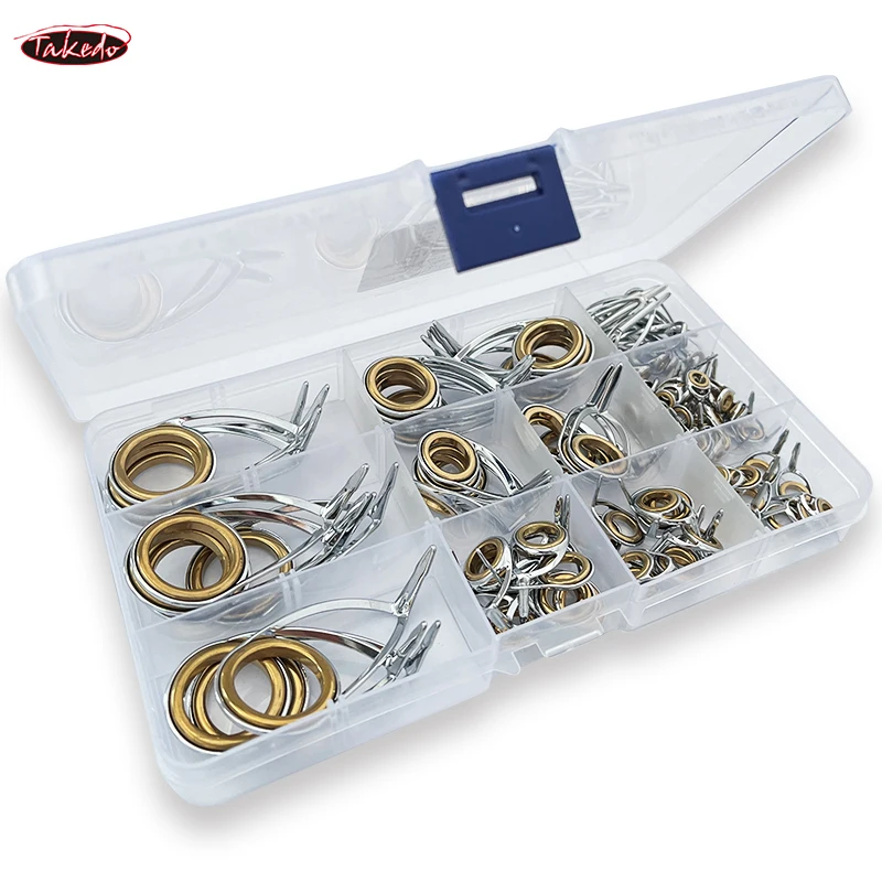 TAKEDO TN75-1 5sets Spinning Medium Fishing Rod Guide StainlessSsteel Bracket Ceramics Rings DIY Fishing Rod Accessories