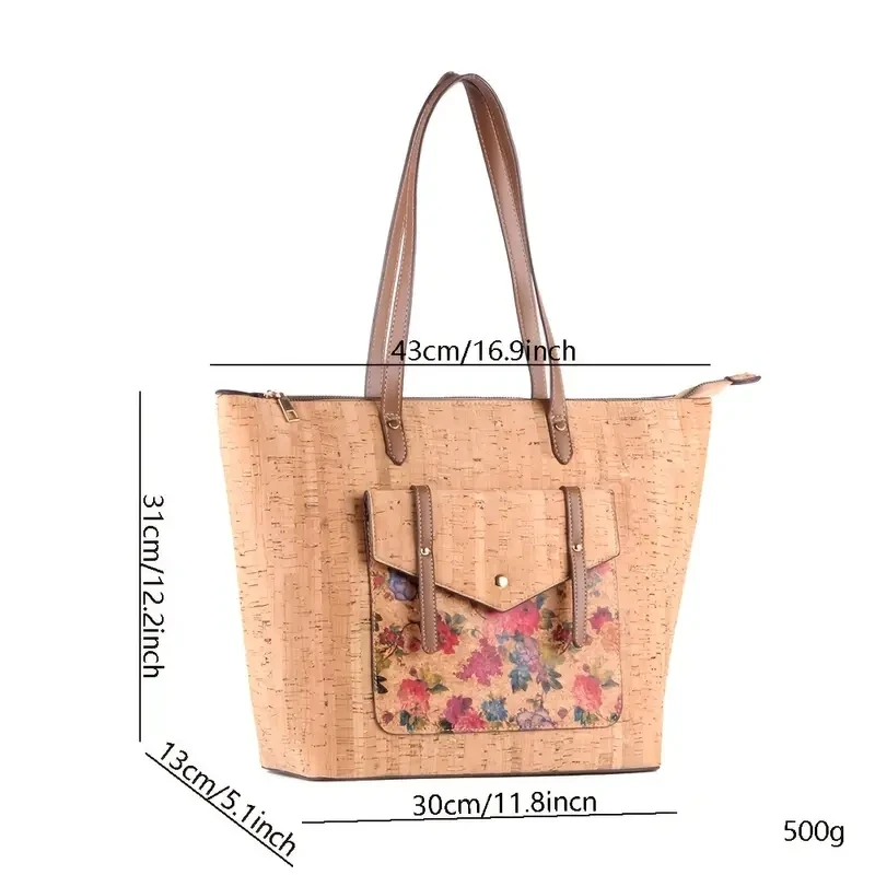 Travel Classic Design PU Wood Vintage Pattern Print Large Capacity Ladies Gift Cork Tote Hand Bags Shoulder Bag For Girl